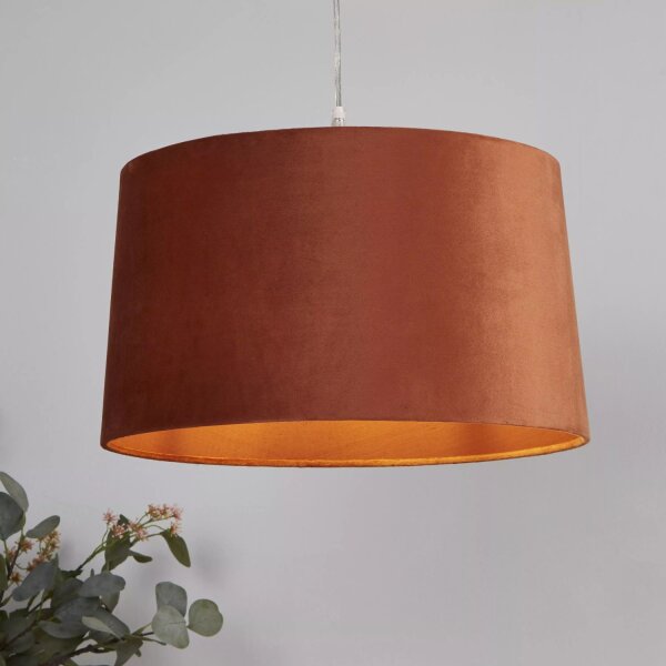 Lampenschirm Samt Orange Gold E14 E27 H:23 cm Loft