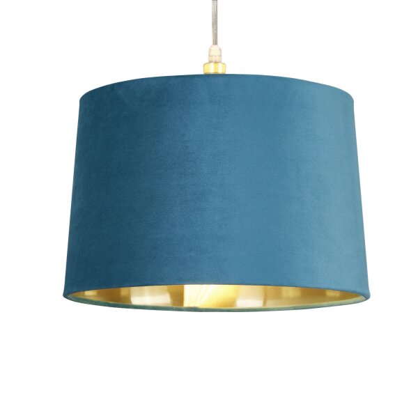 Lampenschirm Samt Grün-Blau Gold E14 E27 Ø30 cm Loft