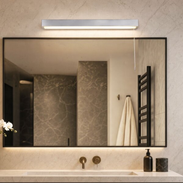 LED Wandlampe Zugschalter 3000K Aluminium Chrom IP44