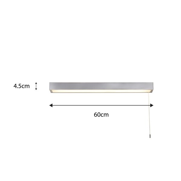 LED Wandlampe Zugschalter 3000K Aluminium Chrom IP44