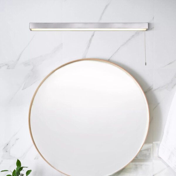 LED Wandlampe 3000K Alu Chrom IP44 90 cm Zugschalter