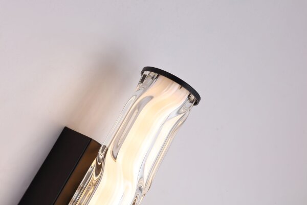 LED Wandlampe Zugschalter 3000K Glas Schwarz IP44 klar