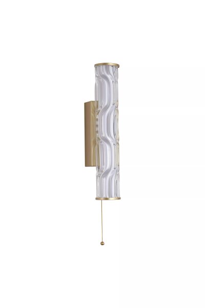LED Wandleuchte Zugschalter 3000K Glas Metall Gold IP44