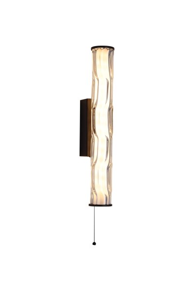 LED Wandleuchte Zugschalter 3000K Glas Schwarz IP44