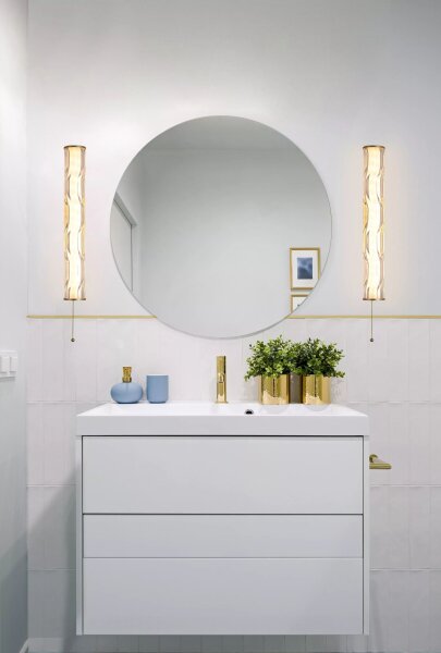 LED Wandlampe Zugschalter 3000K Glas Gold IP44 H:43 cm