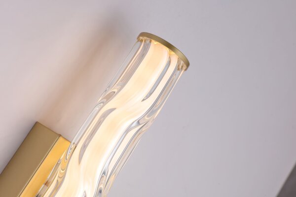 LED Wandlampe Zugschalter 3000K Glas Gold IP44 H:43 cm