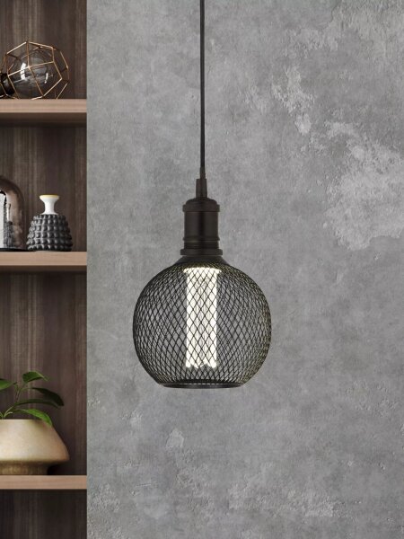 LED Leuchtmittel 4000K Glas Metall Schwarz E27 H:16 cm