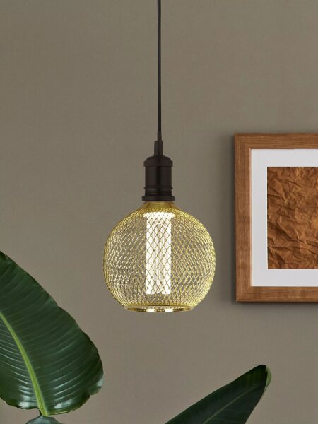 LED Leuchtmittel 4000K Glas Metall Gold E27 H:16 cm