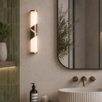 LED Wandlampe 3000K Glas Bronze Wei&szlig; IP44 H:37 cm opal