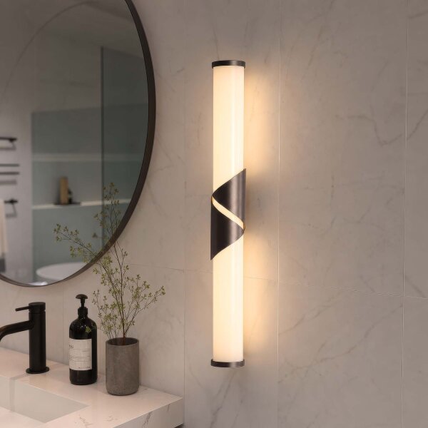 LED Wandleuchte 3000K Glas Bronze Weiß IP44 H:47 cm