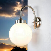 Wetterfeste Wandlampe VERIA Nickel Weiß aus Messing