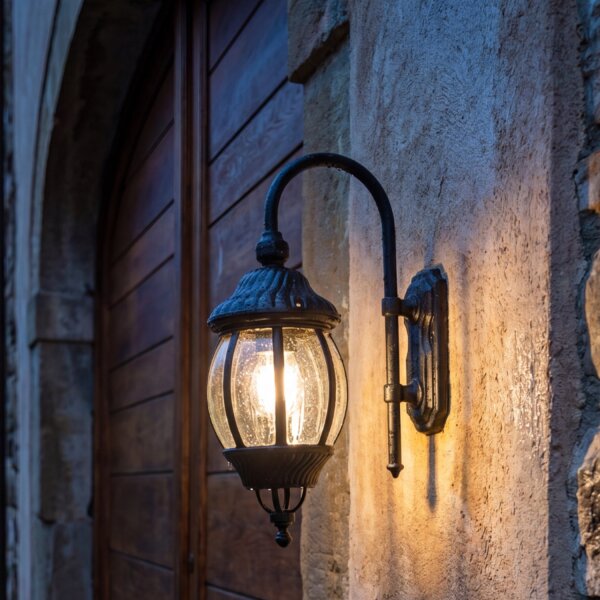 Nostalgische Außenlampe Wandleuchte AILEAN Schwarz IP23