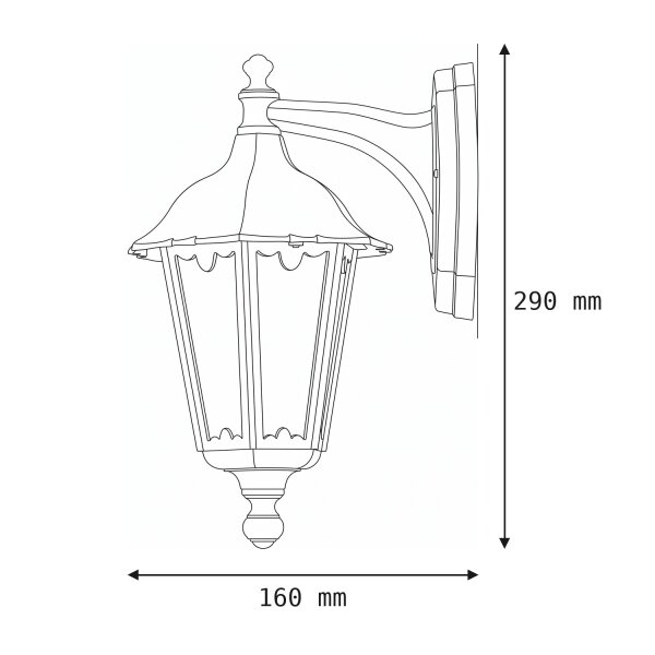 Applique murale Extérieur Aluminium IP44 Noir Rustique
