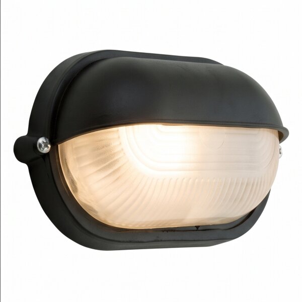 Maritime Außenwandleuchte IP44 oval B:21cm Schwarz Weiß