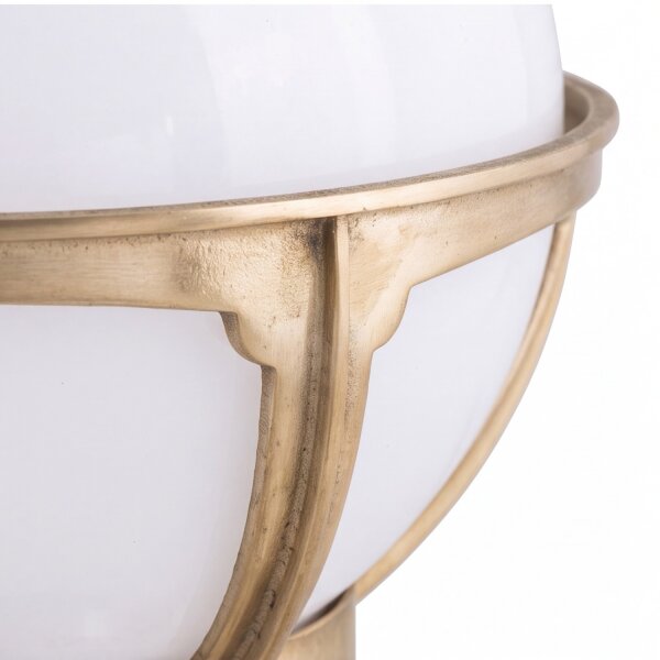 Luminaire de socle extérieur laiton Boule Abat-jour blanc