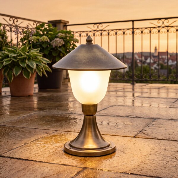Wegeleuchte Garten Messing Glas H:29cm außen ANDROS