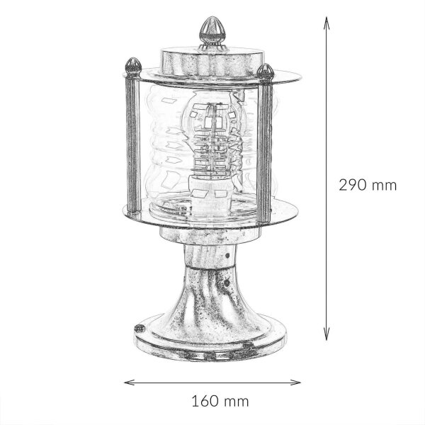 Garten Wegbeleuchtung in Nickel Echt-Messing H:29cm