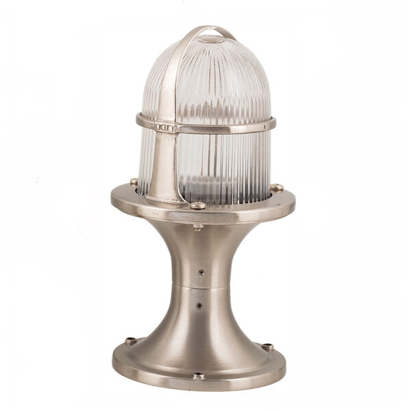 Sockelleuchte außen Nickel Echt-Messing H:28cm