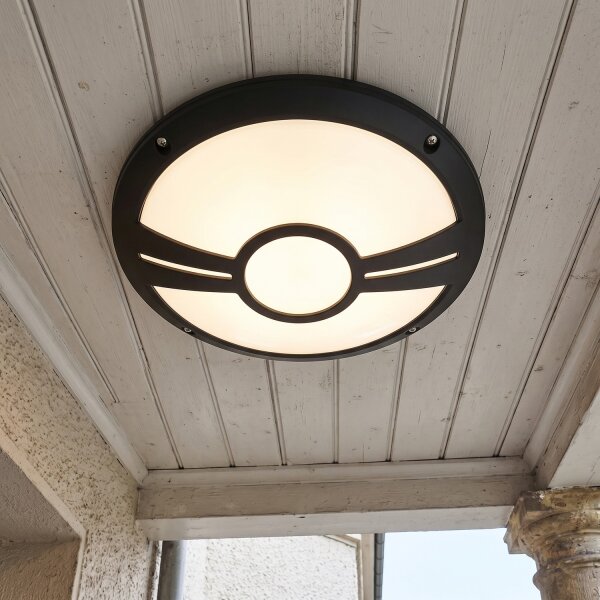 Runde Deckenlampe Außen IP55 Schwarz Weiß Ø28cm ELWYN