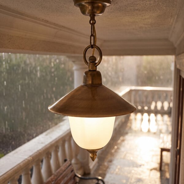Lampe à suspendre ANDROS Laiton Verre Rustique Résistant aux intempéries