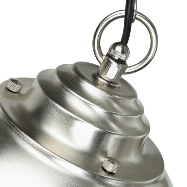 Pendellampe Außen in Nickel Echt-Messing Riffelglas