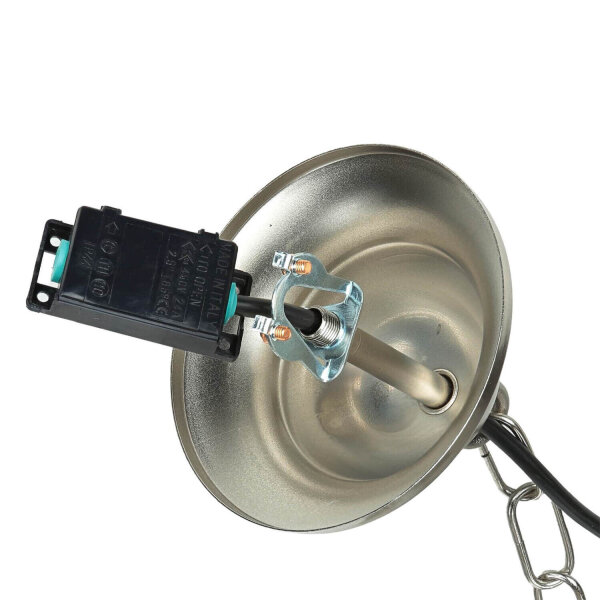 Pendellampe Außen in Nickel Echt-Messing Riffelglas