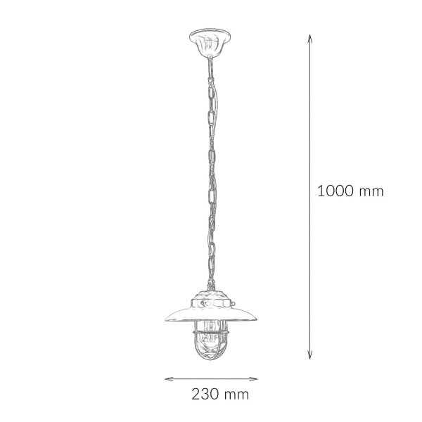 Pendelleuchte Außen Messing Glas Terrasse Ø23cm