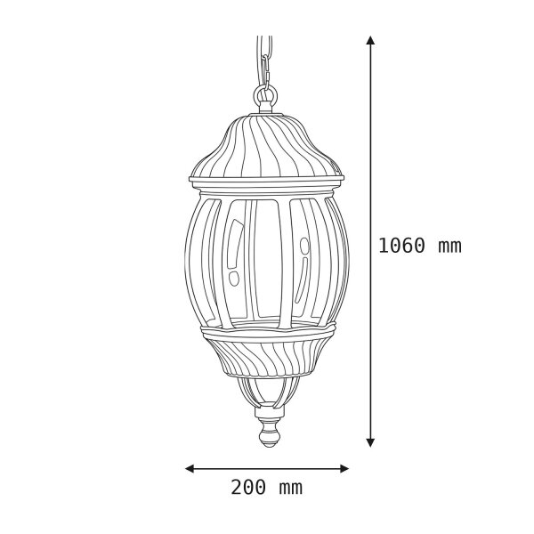 Luminaire suspendu noir extérieur protégé de la pluie Rustique