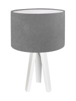 Lampe de table bois tr&eacute;pied gris blanc 46cm...