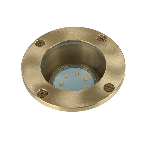Messing Einbauleuchte rund IP54 GU10 außen Ø10,5cm