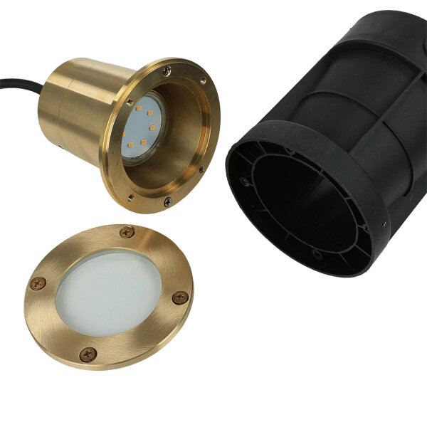 Messing Einbauleuchte rund IP54 GU10 außen Ø10,5cm