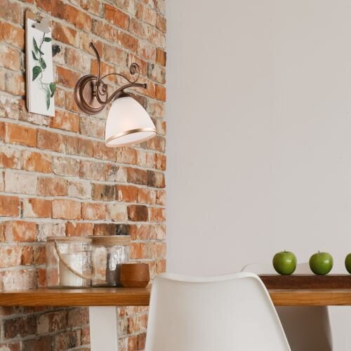 Wandleuchte Schirm Shabby Braun antik Metall