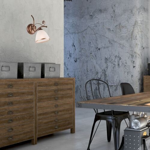 Wandleuchte Schirm Shabby Braun antik Metall