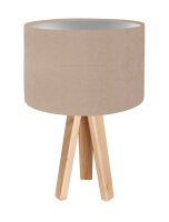 Lampe de table Bois Beige Argent Trépied...