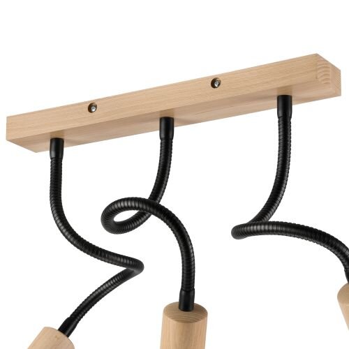 Plafonnier Noir Moderne Salon Bois Lampe