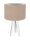 Lampe de table Beige Argent Bois Tr&eacute;pied 46cm R&eacute;tro AYLMER