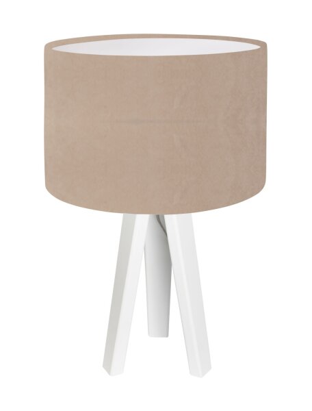 Lampe de table Beige Blanc Rétro Trépied 46cm Lampe en bois
