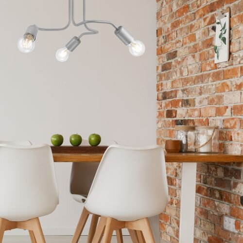 Plafonnier Argent Métal Moderne 3-flmg Lampe