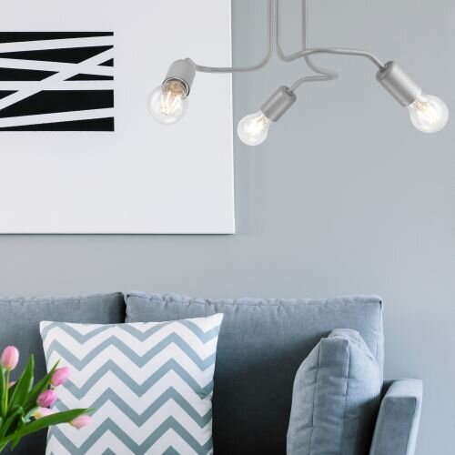 Plafonnier Argent Métal Moderne 3-flmg Lampe