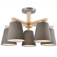 Deckenleuchte Grau Textil Holz 5-fmg Skandinavisch