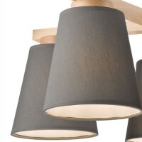 Deckenleuchte Grau Textil Holz 5-fmg Skandinavisch