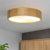 Deckenleuchte in Eiche rund Wohnzimmer Holz Lampe