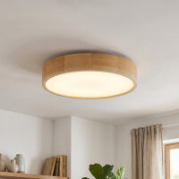 Plafonnier Salon Rond Bois Marron 3-flmg