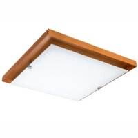 Plafonnier LED bois rustique carr&eacute; salon