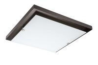 Plafonnier LED brun carr&eacute; salon bois