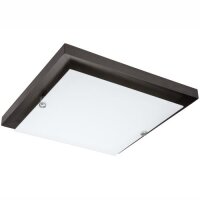 Plafonnier LED brun bois carr&eacute; salon