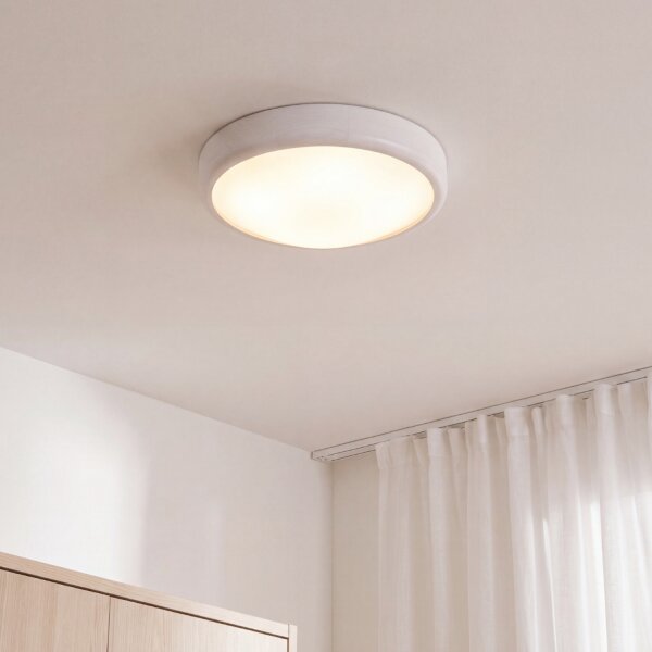 Plafonnier LED Blanc Bois rond Salon