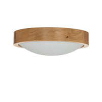 Deckenlampe rund Holz Glas Schirm Ø27cm Wohnzimmer