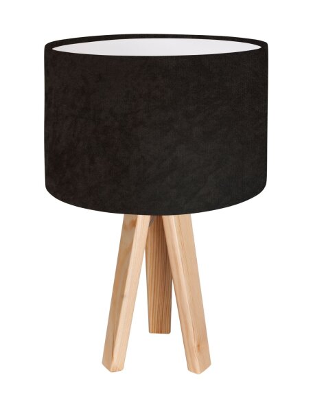 Lampe de table AIMEE Marron Blanc Bois 46cm Trépied Rétro