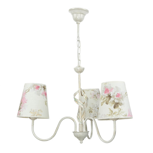Lampe tissu 3-flmg table à manger campagnarde fleurie